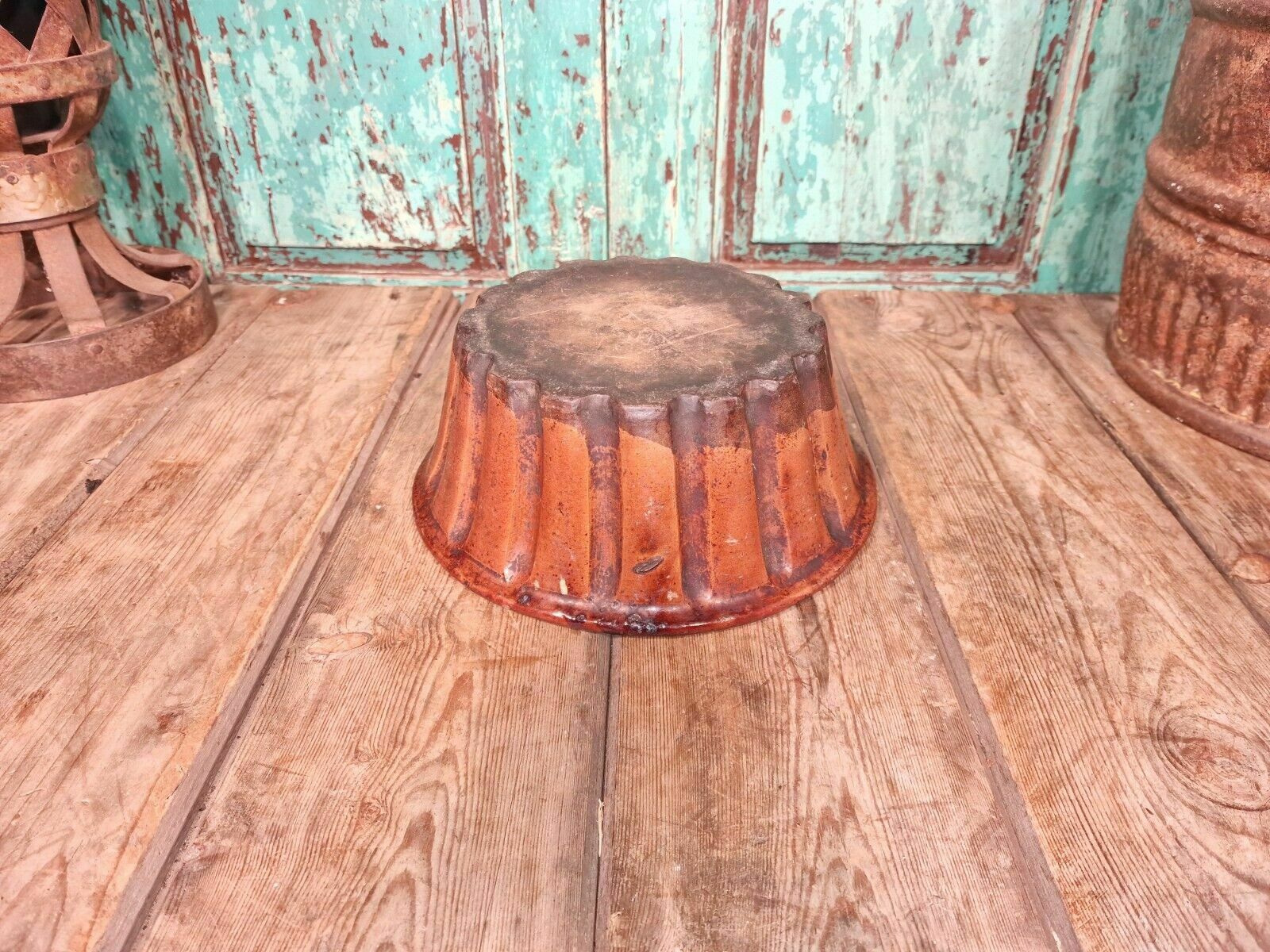 Antique 19th Century French Hand Made Glazed Terracotta Cake Mold Mould photo buy