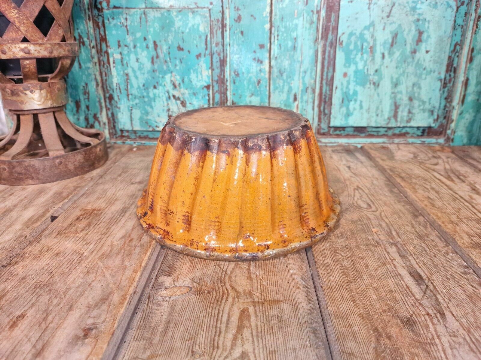Antique 19th Century French Hand Made Glazed Terracotta Cake Mold Mould photo buy
