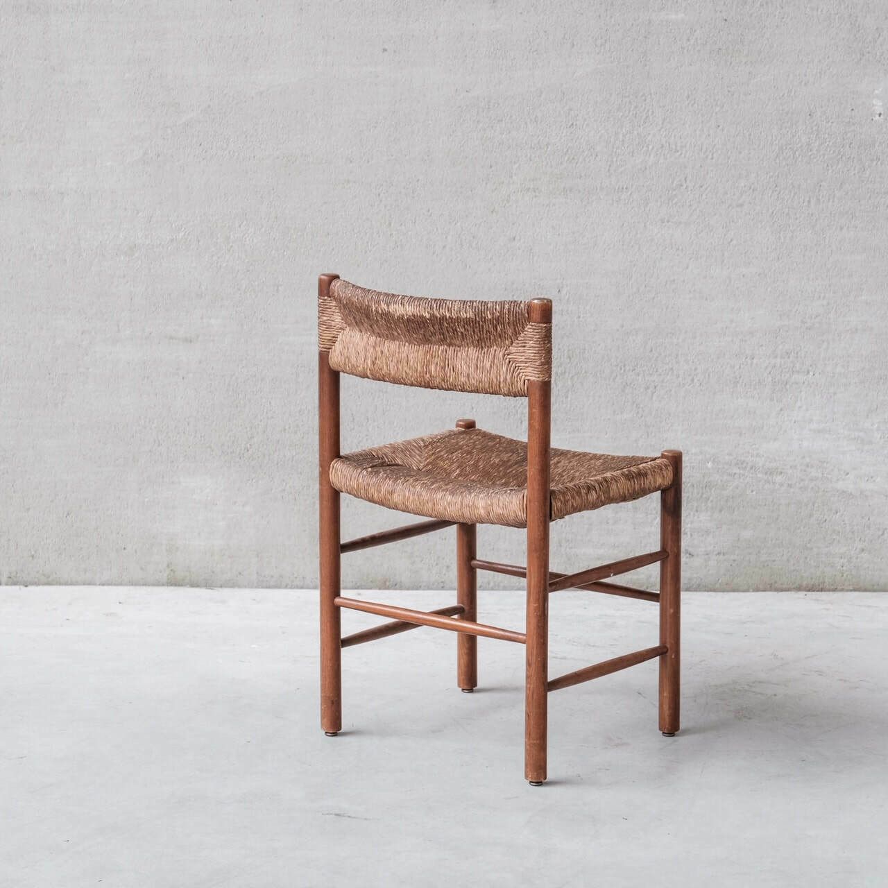 Set Of Four Mid Century Charlotte Perriand 'Dordogne' Rush Dining Chairs photo for sale