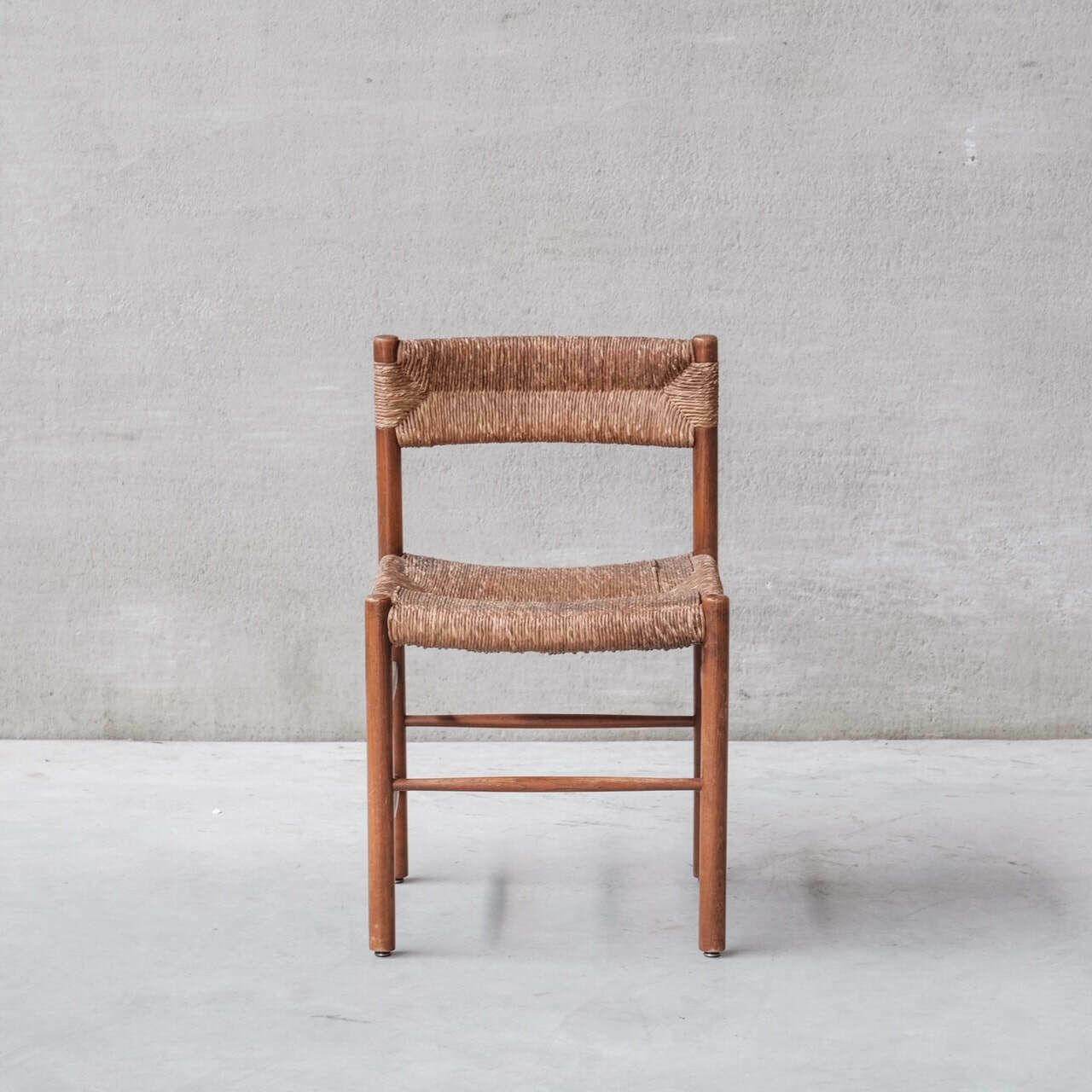 Set Of Four Mid Century Charlotte Perriand 'Dordogne' Rush Dining Chairs photo Furniture