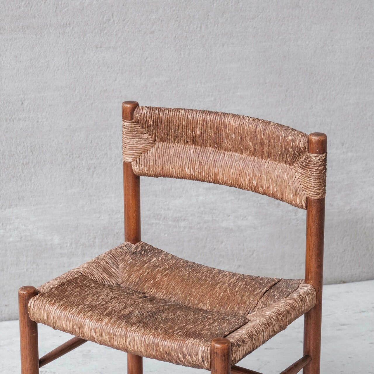 Set Of Four Mid Century Charlotte Perriand 'Dordogne' Rush Dining Chairs photo vintage