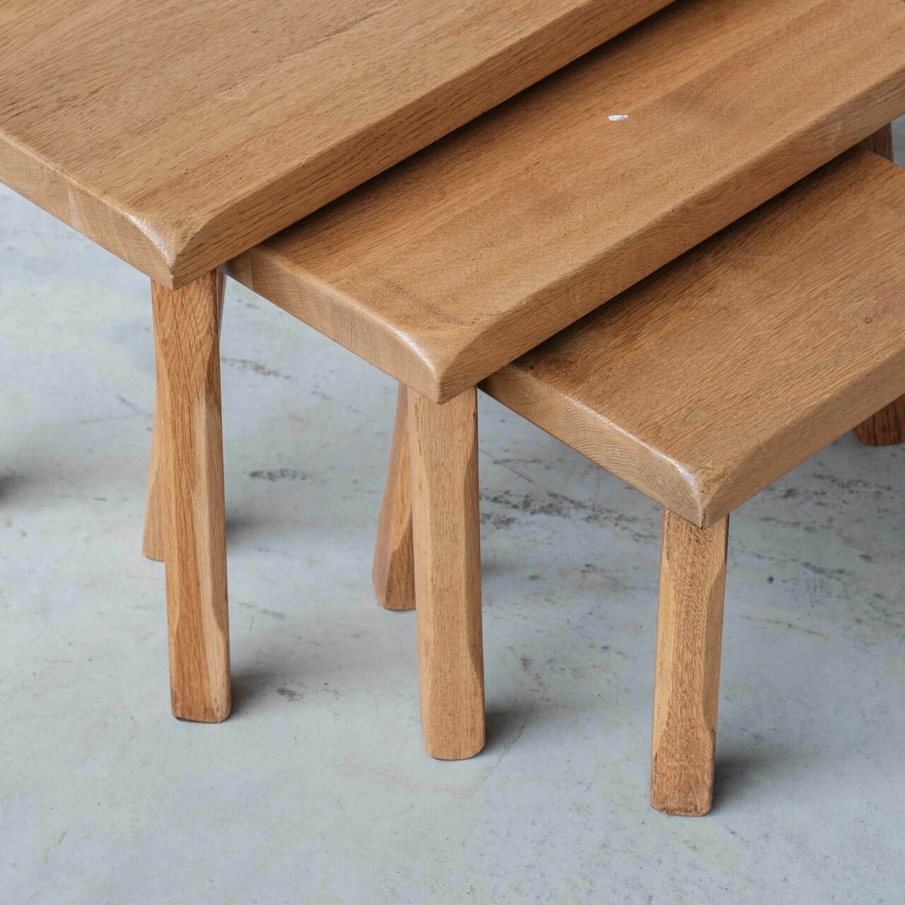 Set Of Three Mid Century Blonde Oak Nesting Tables photo Furniture