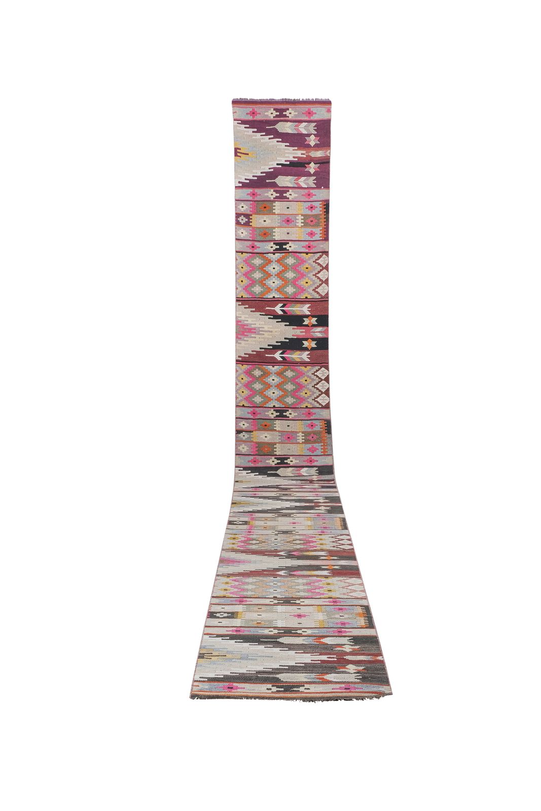 1960s Turkish Handmade Runner Rug Kilim   Extra Long Hallway