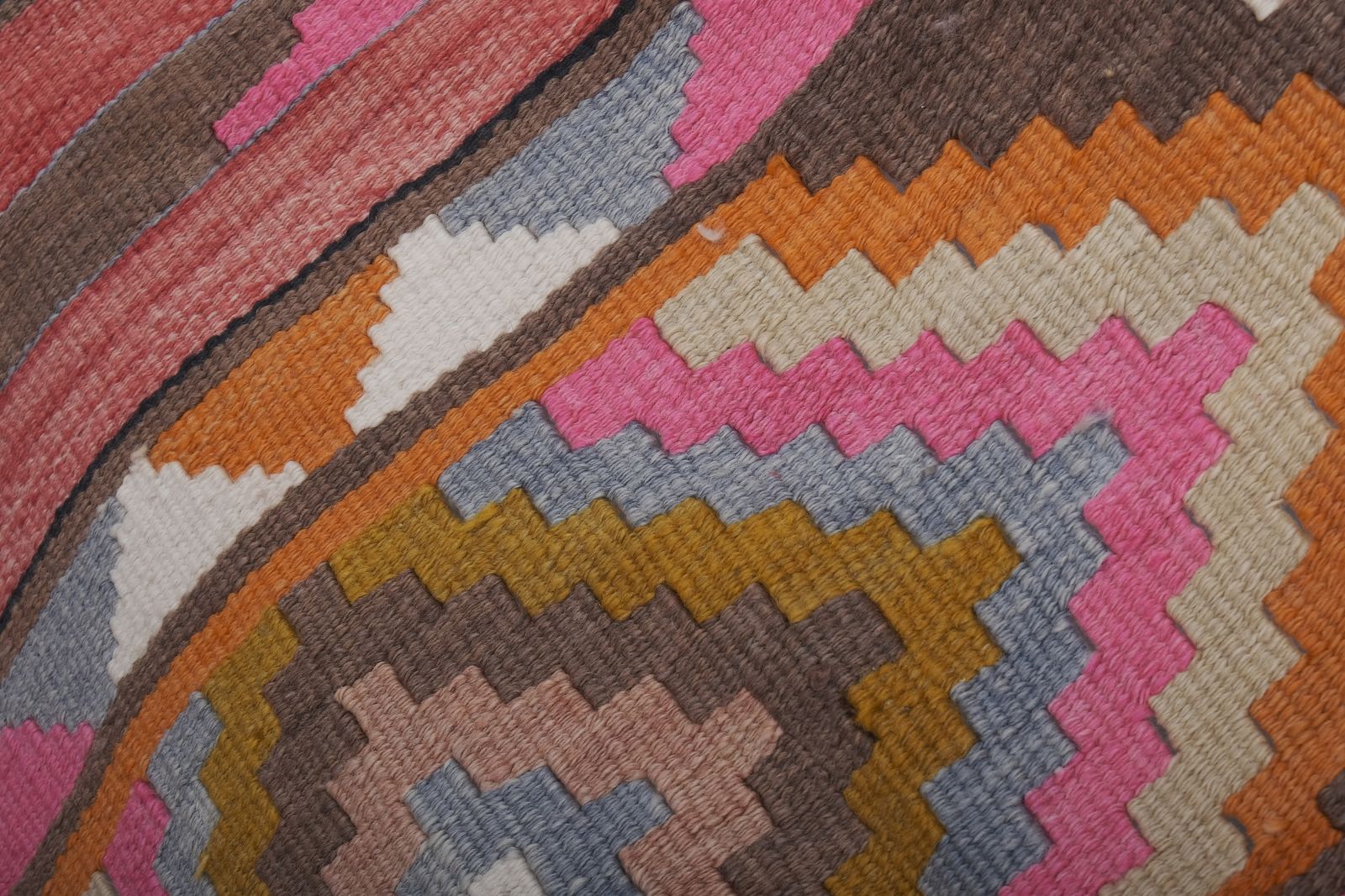 Vintage Geometric Pastel Turkish Kilim Runner Rug   Stair photo buy