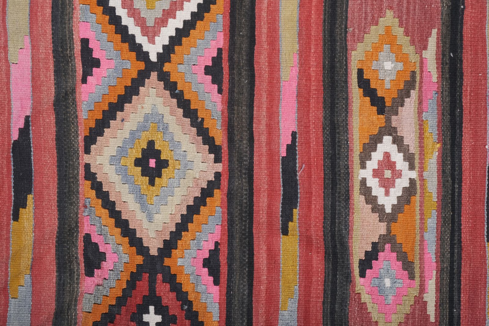 photo for sale Vintage Geometric Pastel Turkish Kilim Runner Rug   Stair