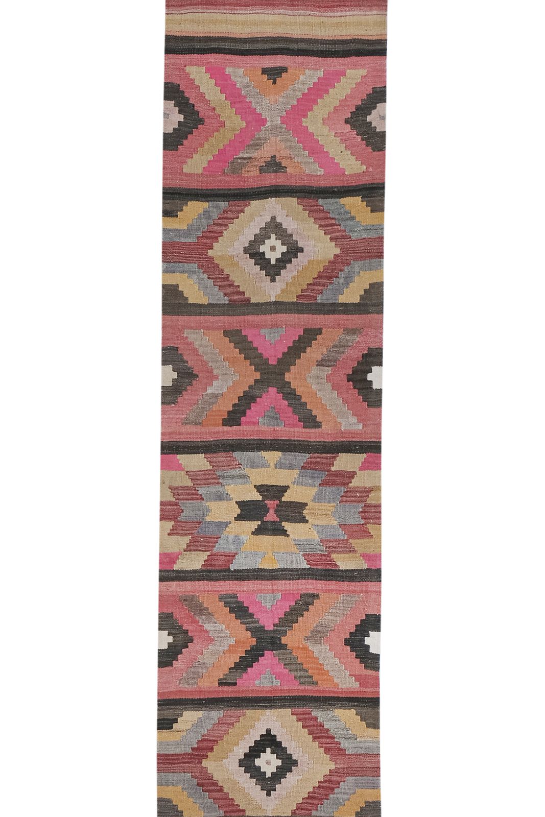 Tribal Flat Woven Turkish Striped Kilim Runner 2'6'' X 20'6'' photo vinterior