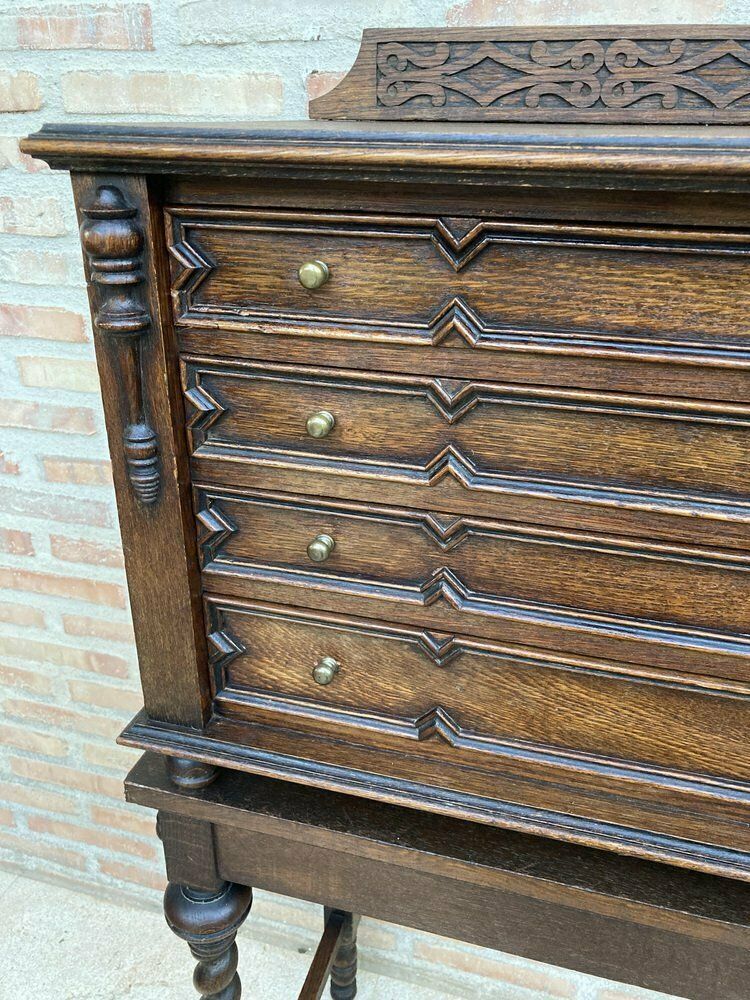 photo vinterior French Cutlery Cabinet In Oak With Four Drawers, 1920s