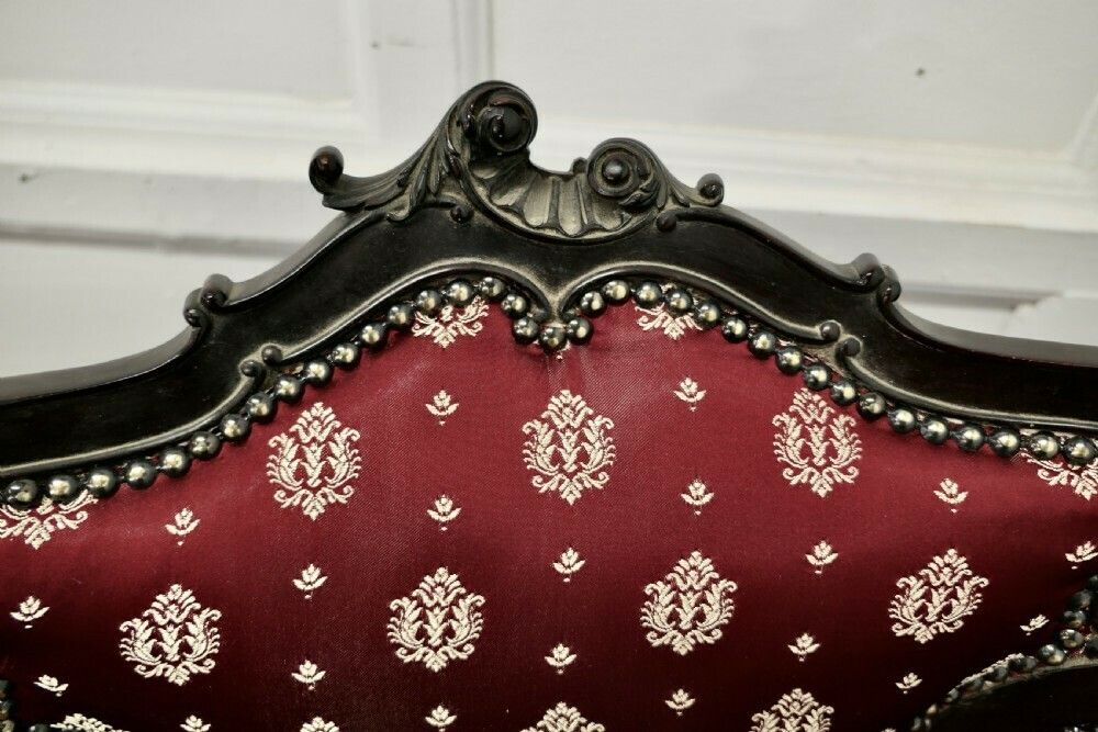 Fine Quality Victorian Salon Chair, Upholstered In Regency Silk Fabric photo buy