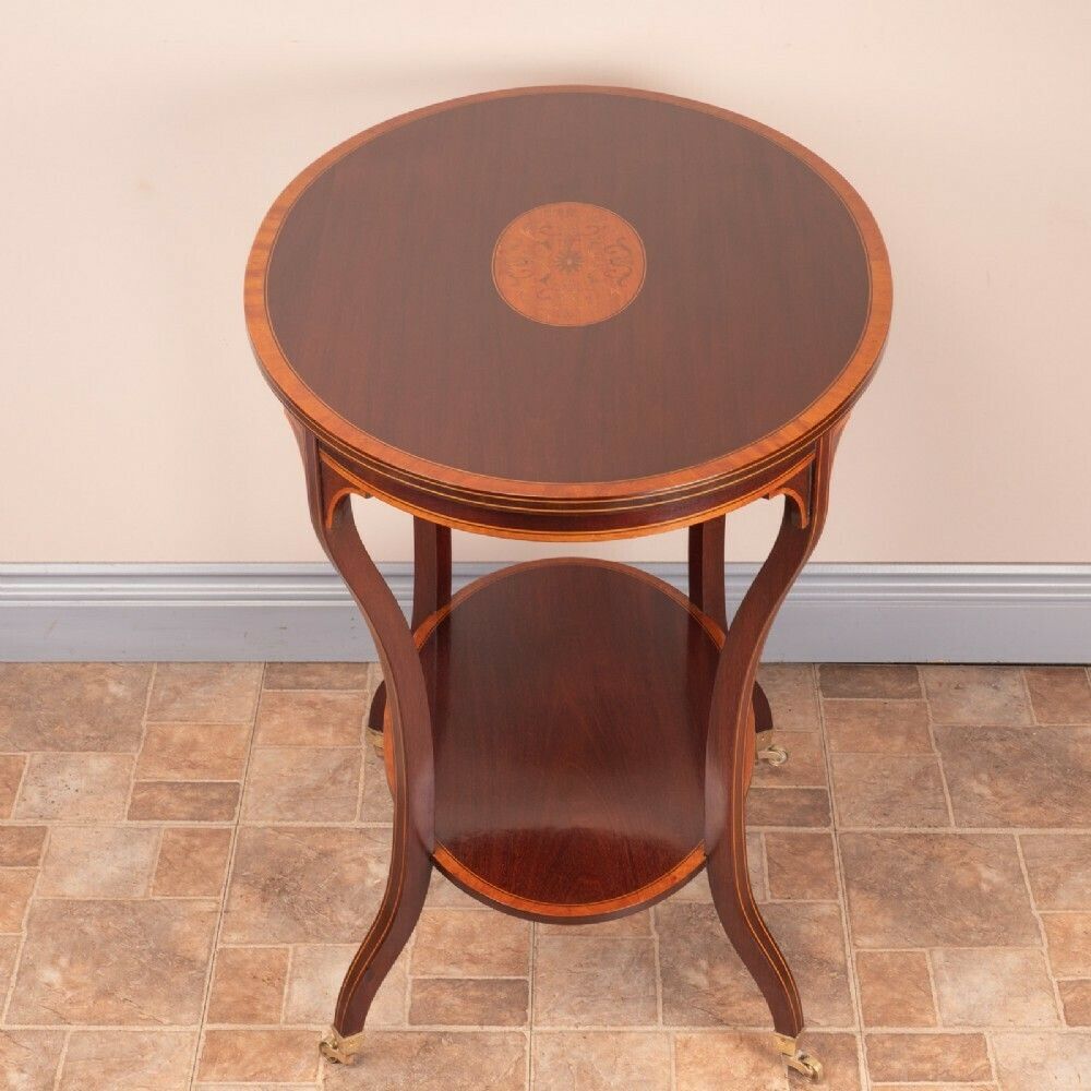 photo vinterior Good Quality Edwardian Inlaid Oval Mahogany Occasional Table