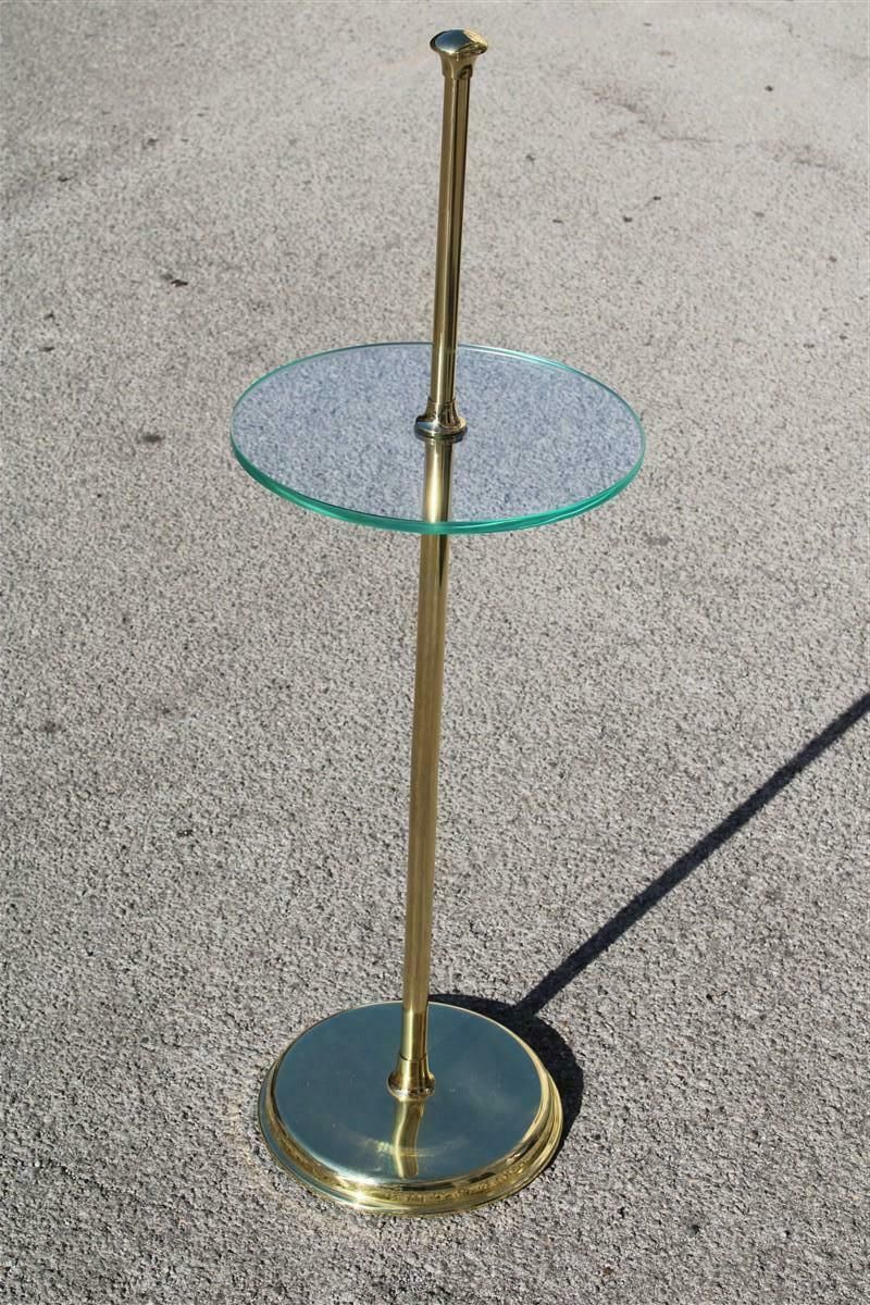 Round Italian Gueridon Made In Italy 1970 Brass And Glass photo for sale