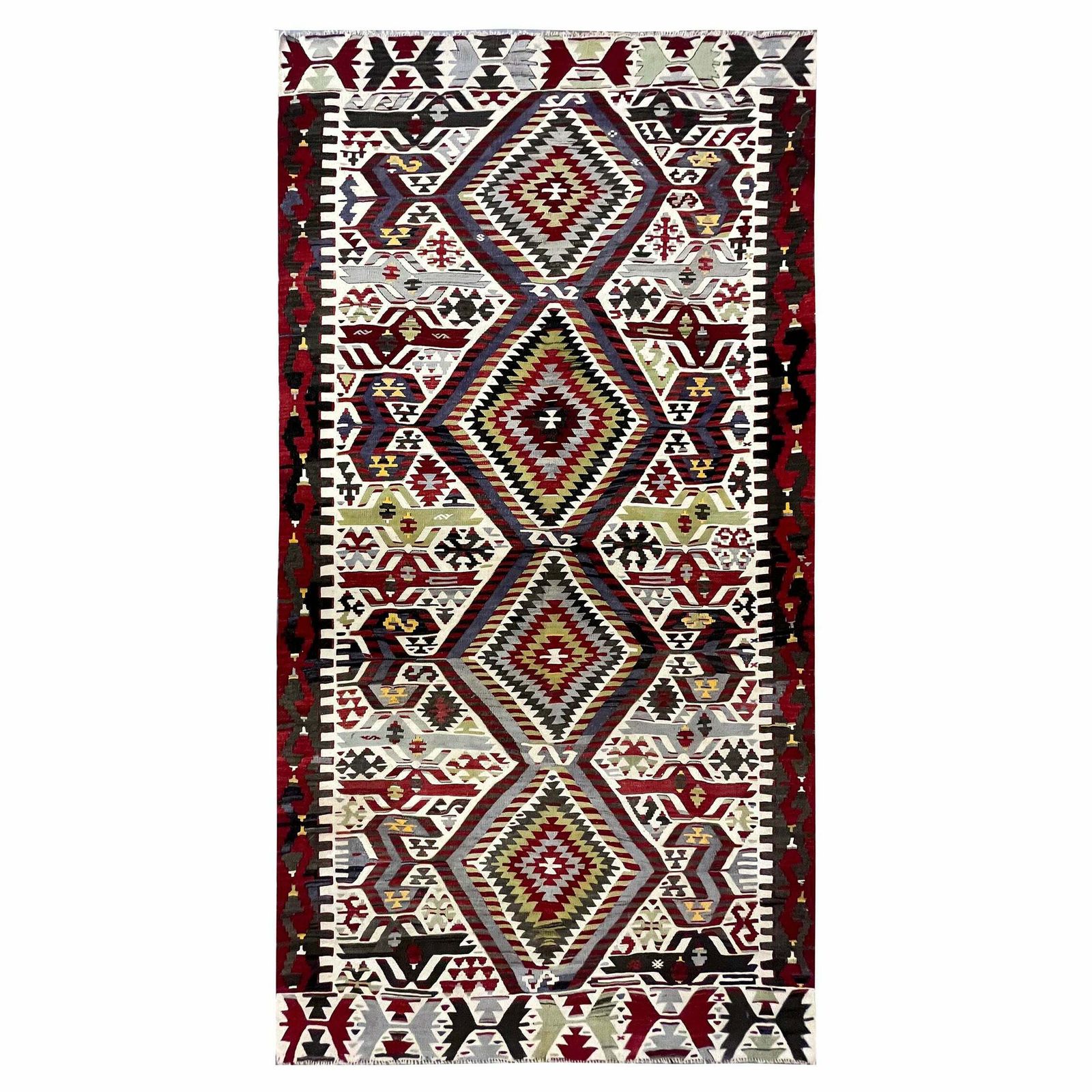 Geometric Kilim Rug Antique Traditional Handmade Carpet Area Rug
