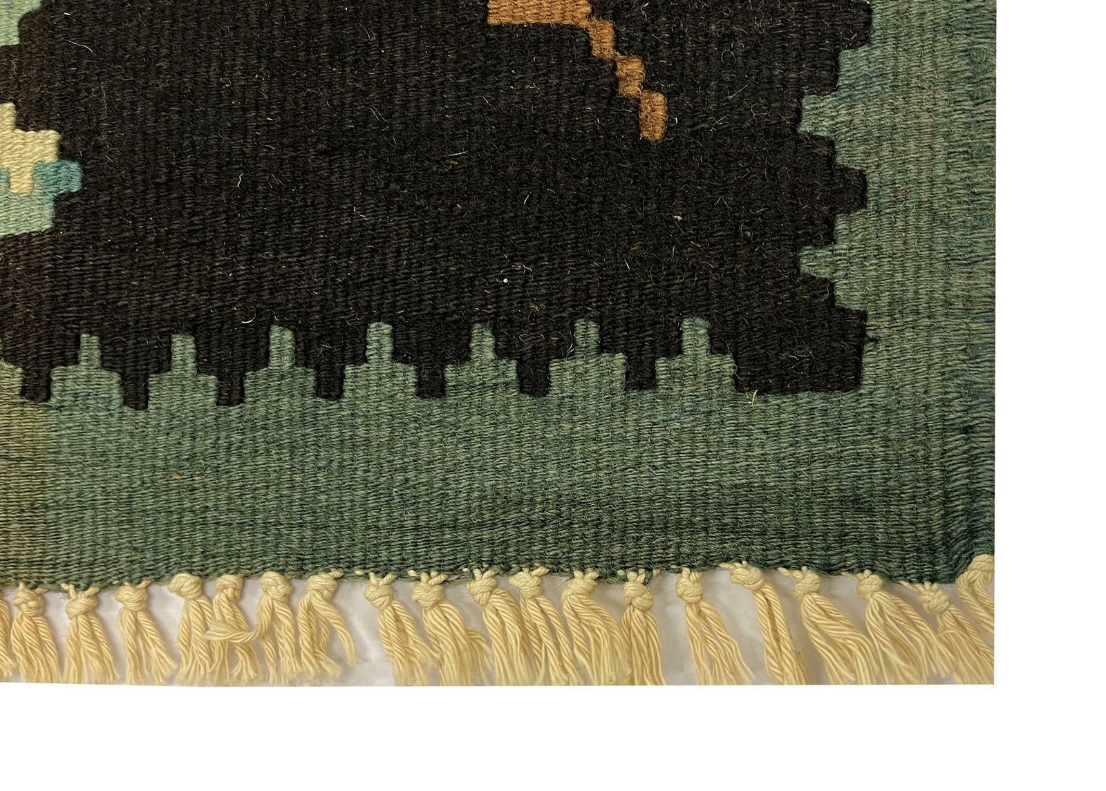 Teal Green Kilim Rug Handwoven Oriental Carpet Moldavian Area Rug photo 4200.0