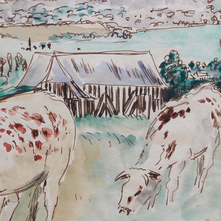 photo furniture Grazing Cattle In Normandy By Genevieve Gallibert (Circa 1930s)