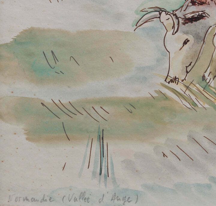 Art Grazing Cattle In Normandy By Genevieve Gallibert (Circa 1930s) photo