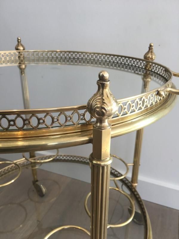 In The Style Of Maison Jansen. Neoclassical Brass Round Trolley. French. Circa 1940  photo buy