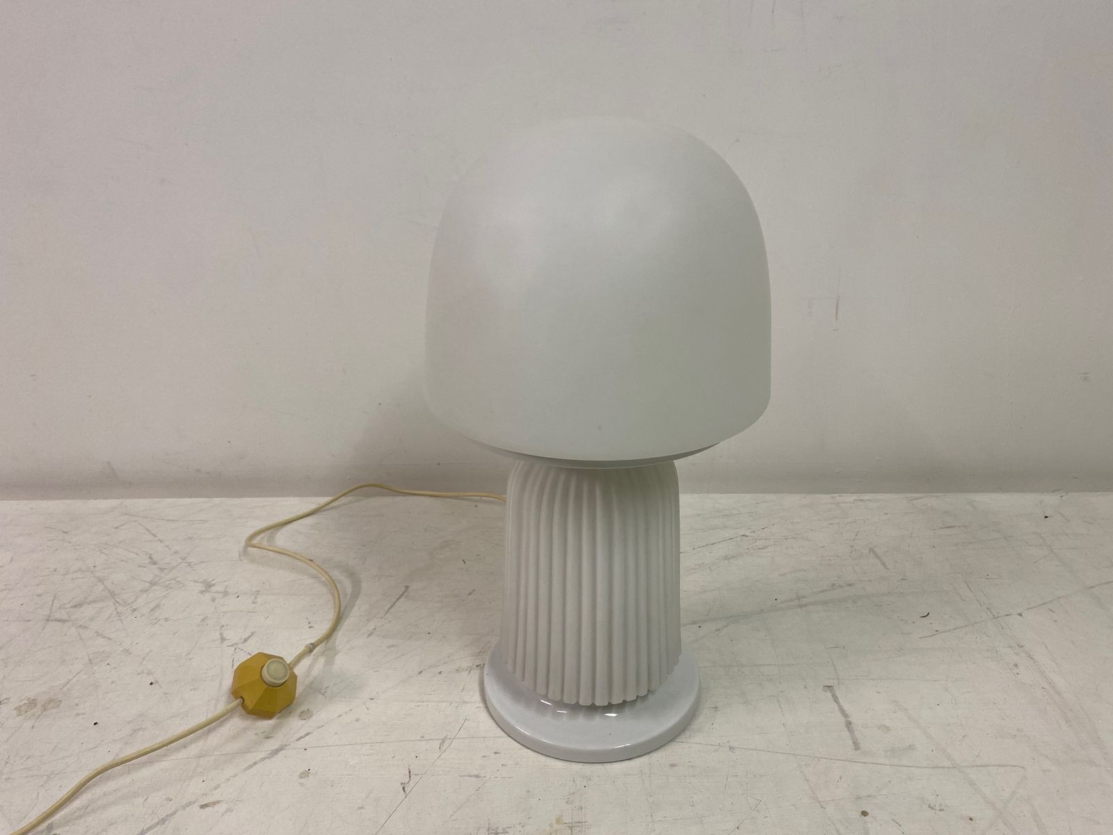 1970s Italian Ribbed Glass Mushroom Lamp photo vintage