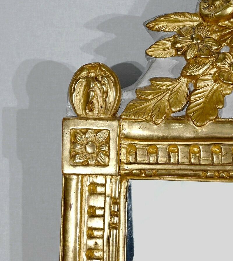 Mirror With Pediment In Gilded Wood, Louis XVI Style, Early 20th Century photo vinterior