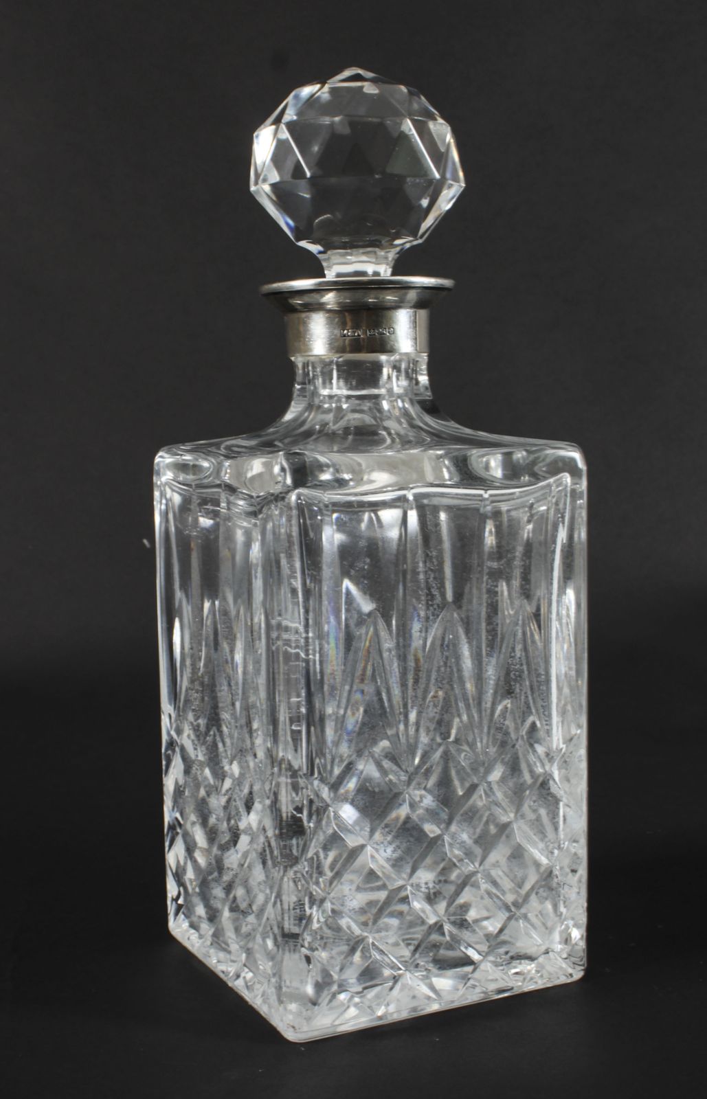 Vintage Pair Of Cut Crystal Glass Liqueur Decanters  Birmingham 1978 20th C photo for sale