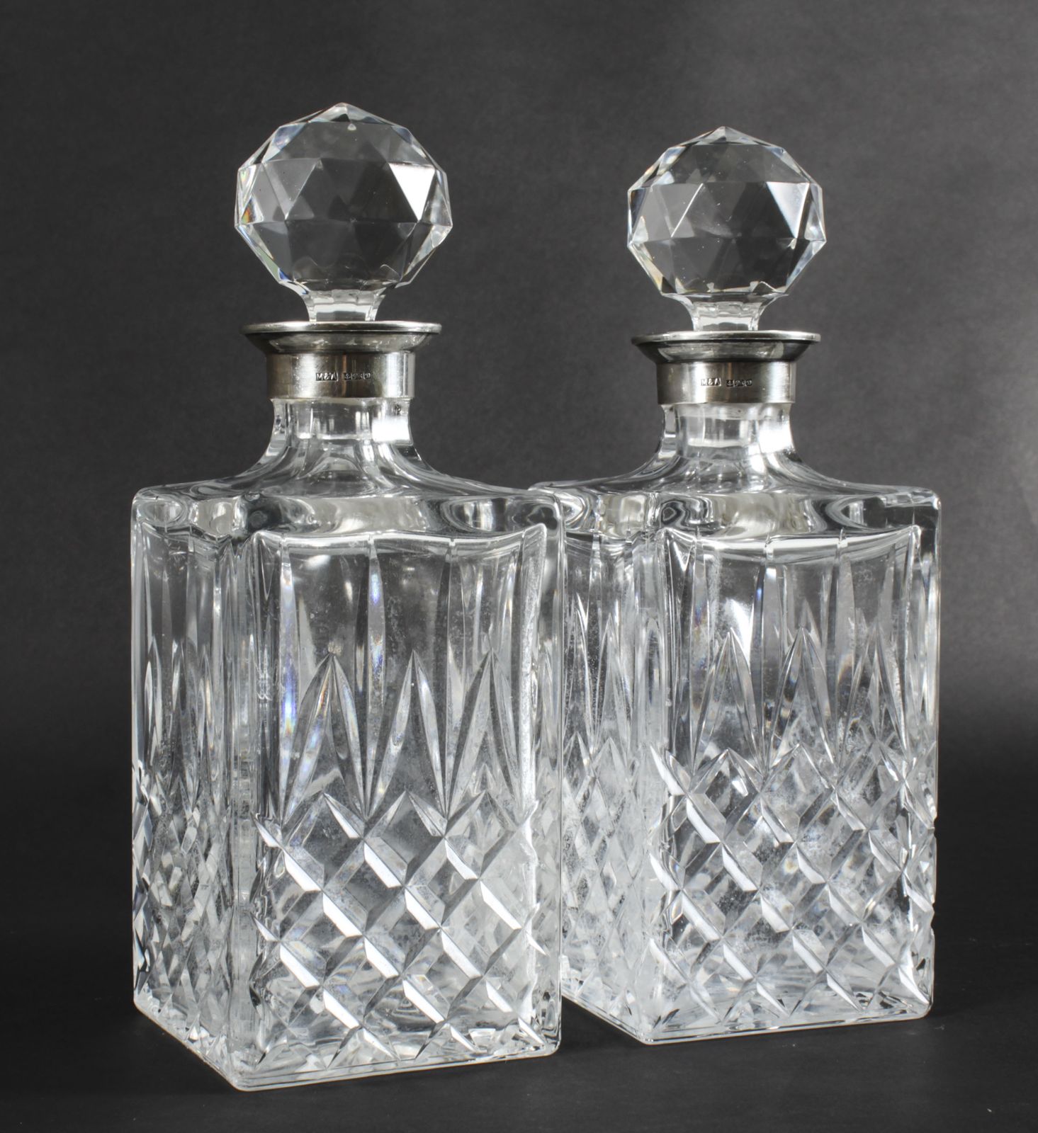 photo buy Vintage Pair Of Cut Crystal Glass Liqueur Decanters  Birmingham 1978 20th C