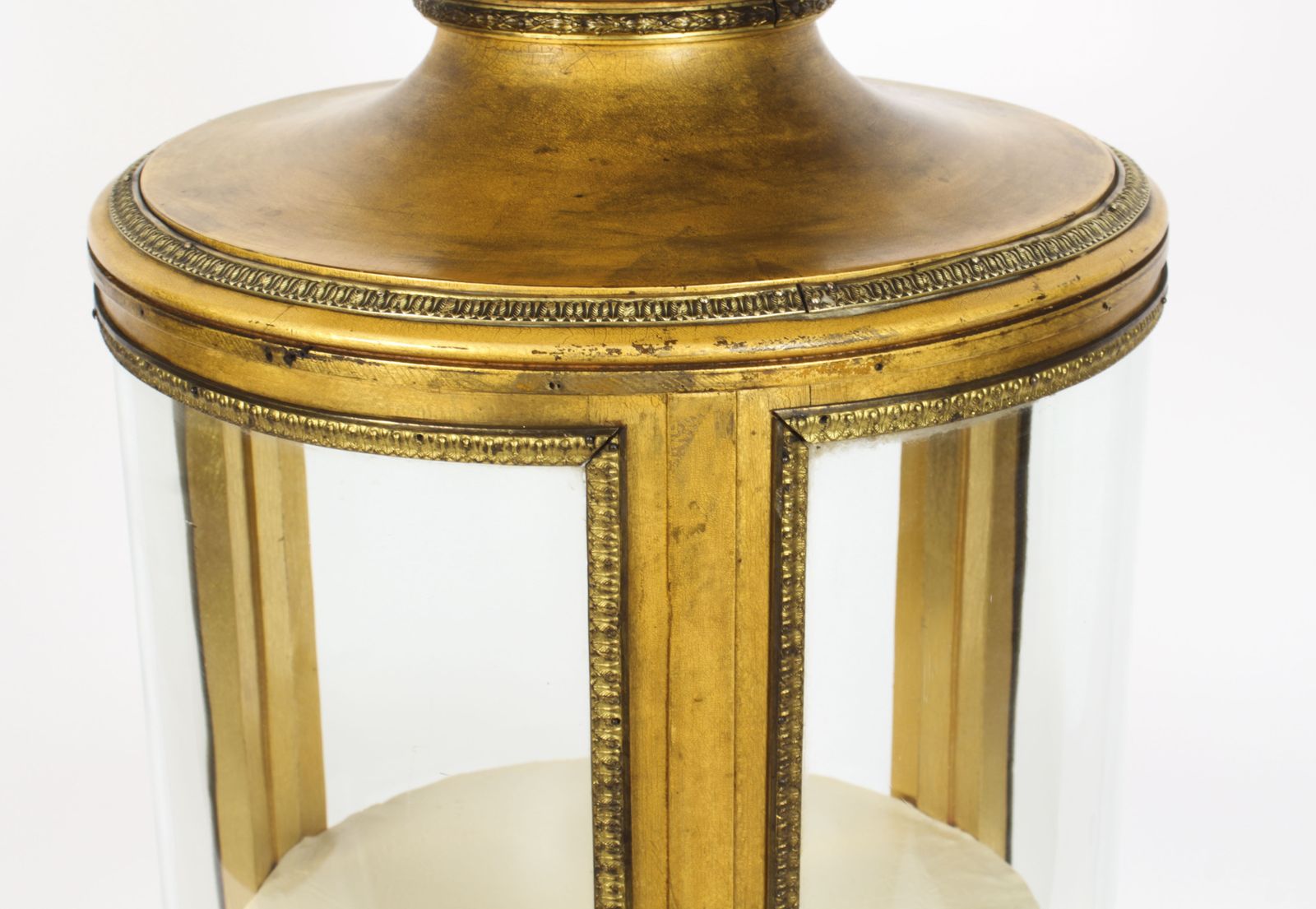 Antique French Giltwood Cylindrical Pedestal Display Cabinet 19th Century photo vinterior