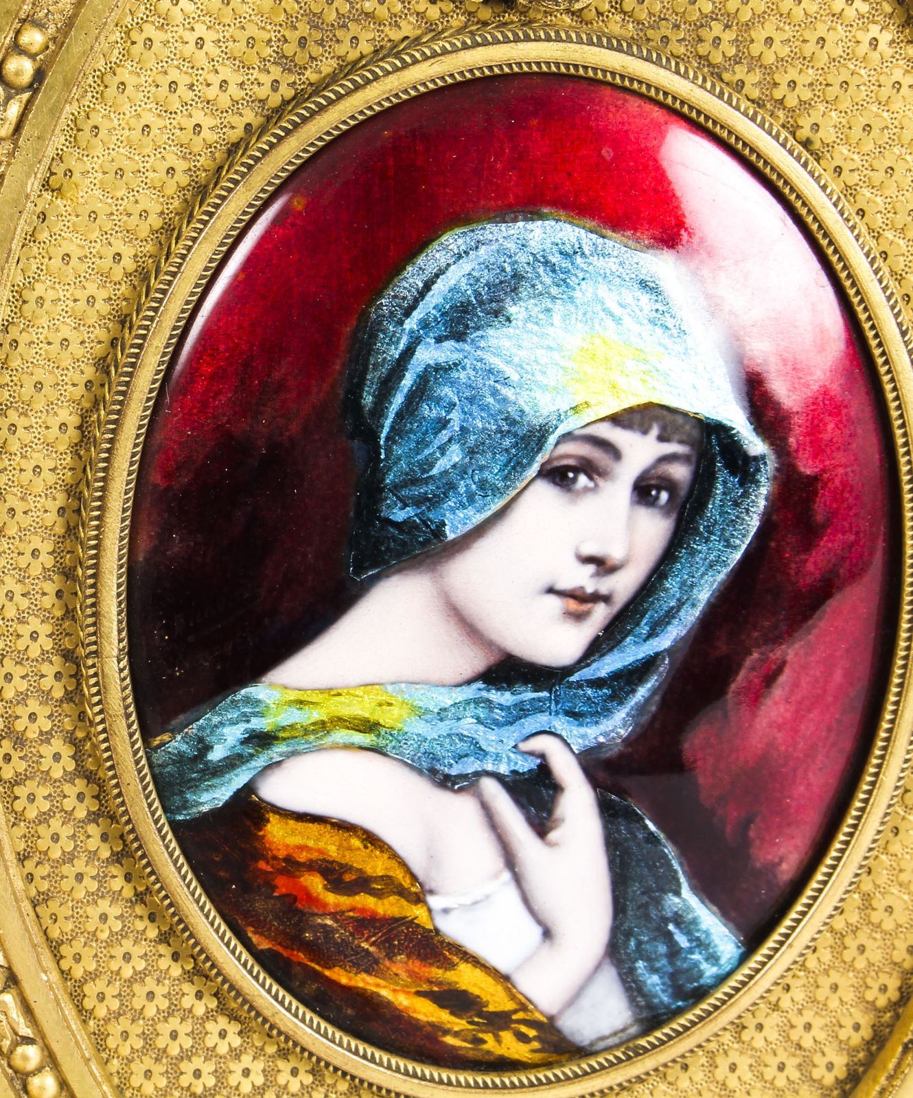 Antique French Ormolu & Limoges Enamel Mirror F.Bienvue 19th C photo Home Decor