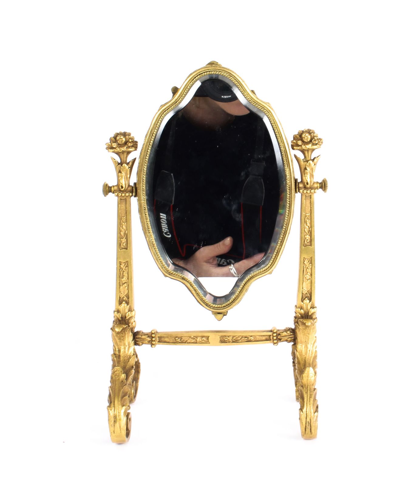 Antique French Ormolu & Limoges Enamel Mirror F.Bienvue 19th C photo vinterior