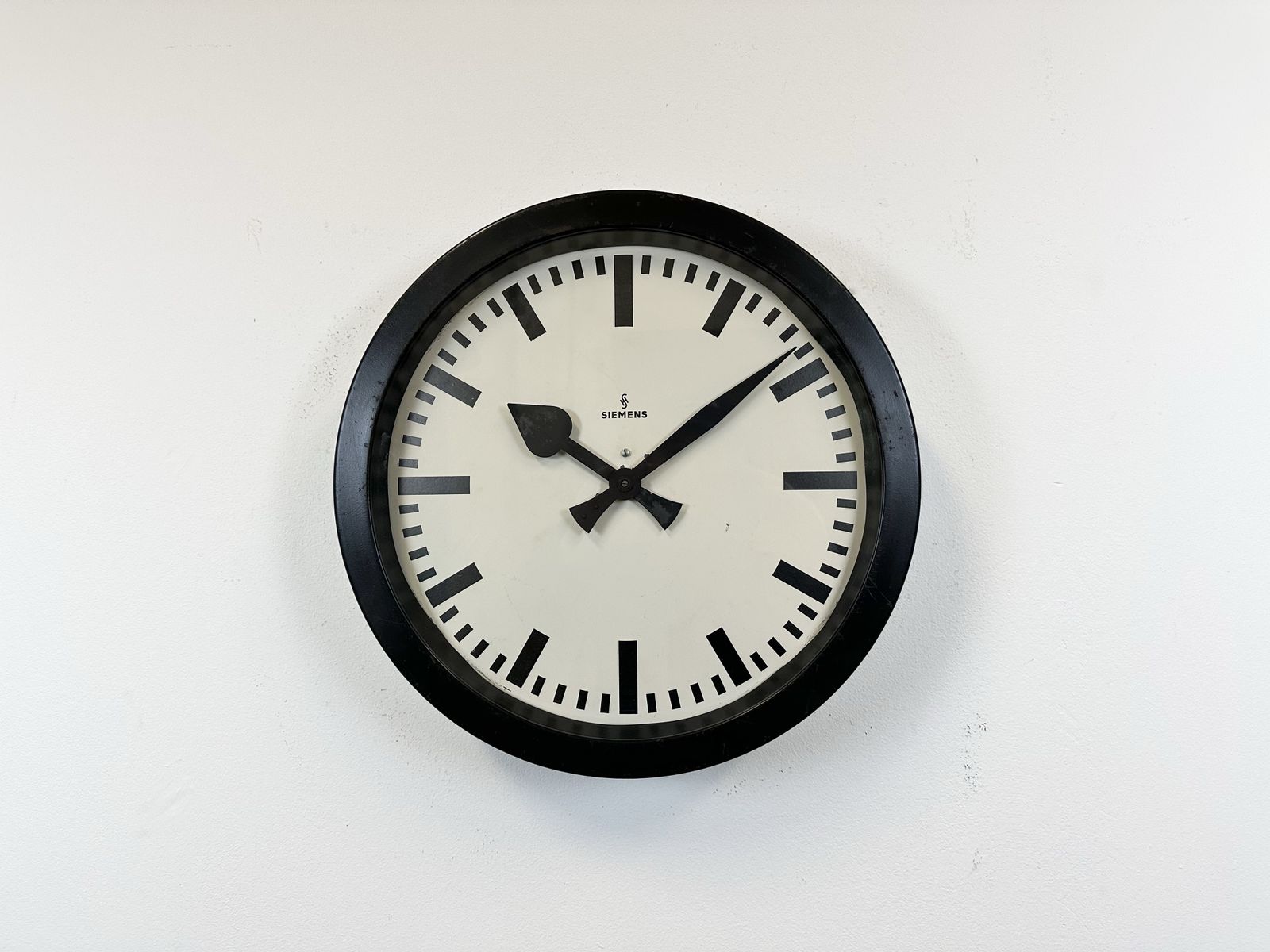 Black Industrial Factory Wall Clock From Siemens, 1950s photo furniture