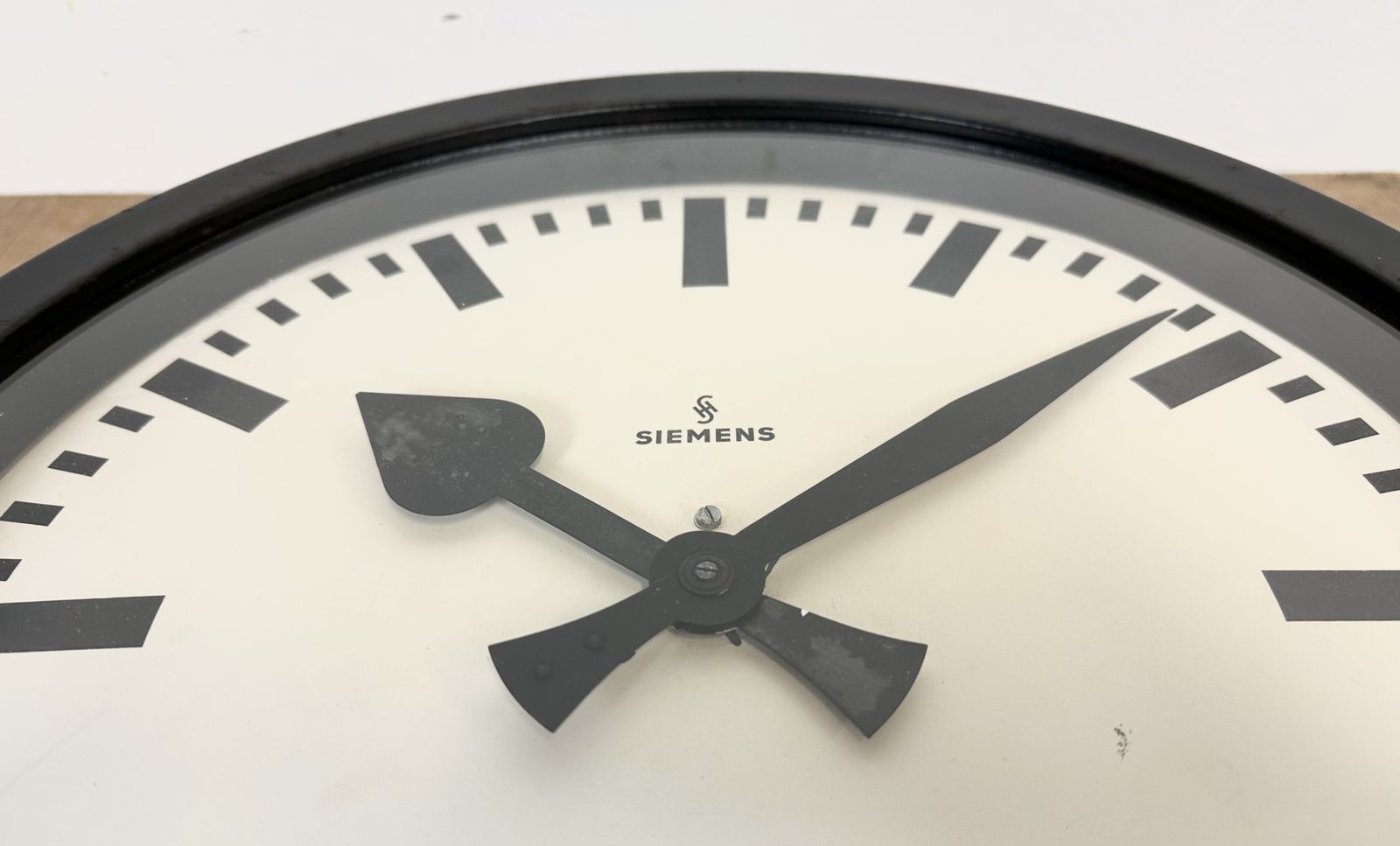 Home Decor Black Industrial Factory Wall Clock From Siemens, 1950s photo