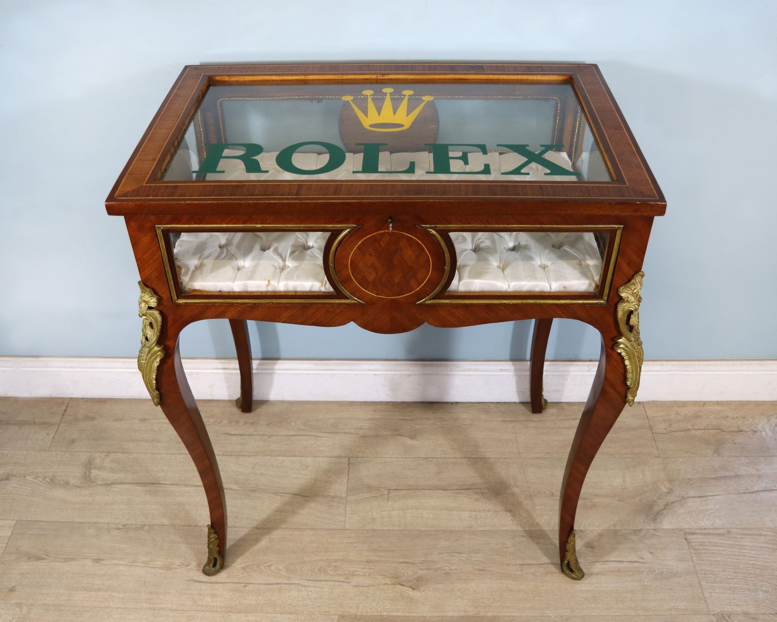 A Lovely Continental Mahogany And Kingwood Veneered Bijouterie Display Table.