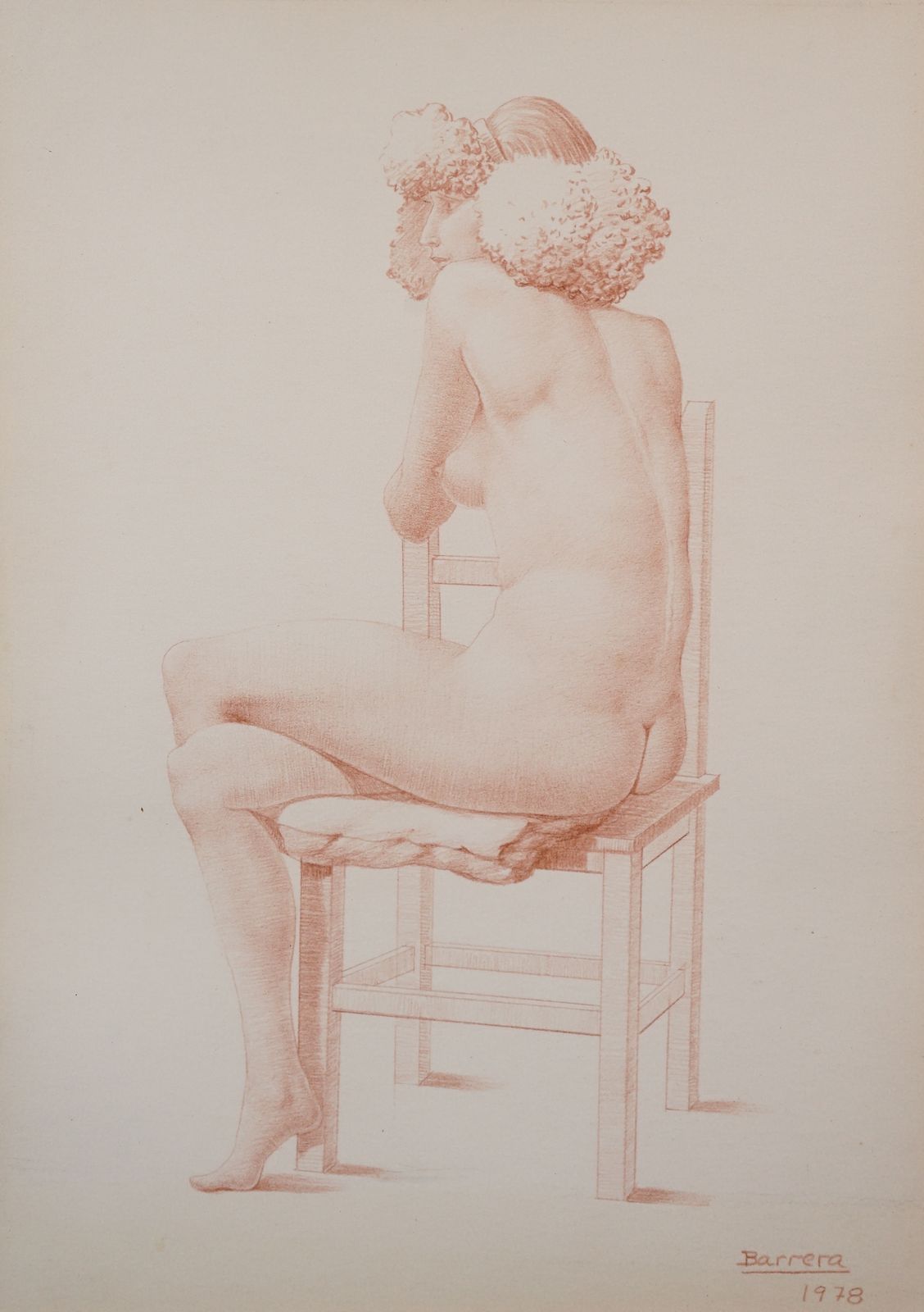 Barrera – Twee Ingelijste Figuratieve Tekeningen Van Vrouwelijk Naakt photo furniture