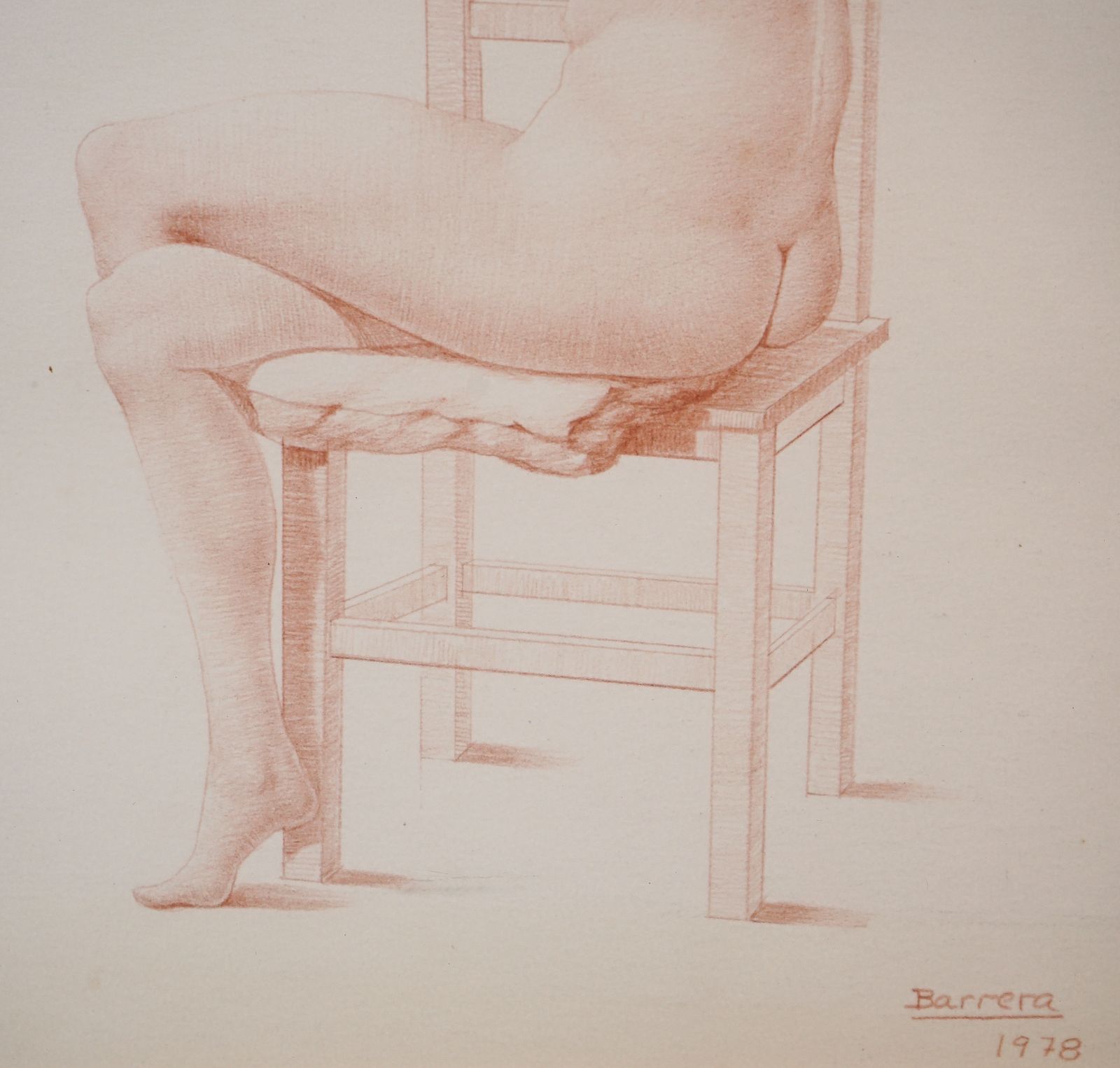 Barrera – Twee Ingelijste Figuratieve Tekeningen Van Vrouwelijk Naakt photo 441.0