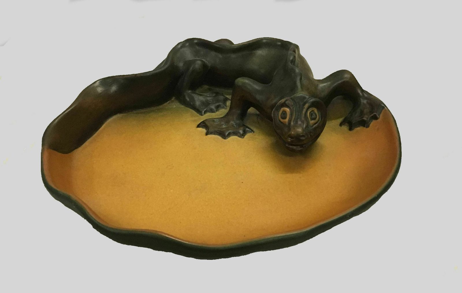 Hand Crafted Danish Art Nouveau Lizard Ash Tray By P. Ibsens Enke 1900's photo furniture