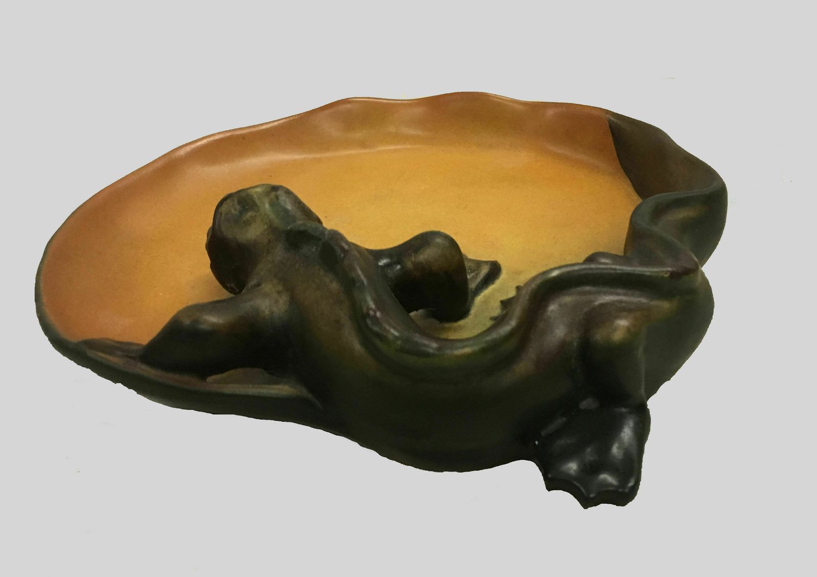 Hand Crafted Danish Art Nouveau Lizard Ash Tray By P. Ibsens Enke 1900's photo vinterior