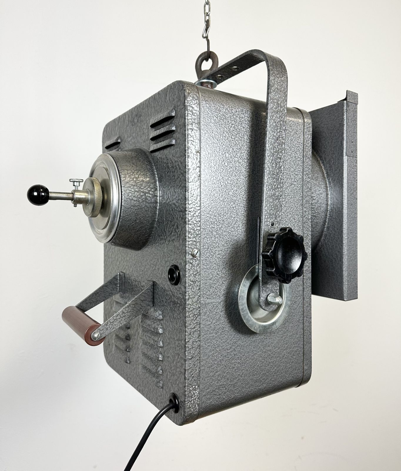 Vintage Grey Theatre Spotlight With Glass Cover, 1980s photo vintage