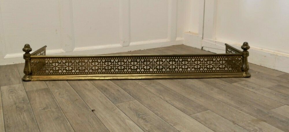 Heavy Victorian Arts And Crafts Pierced Brass Fender