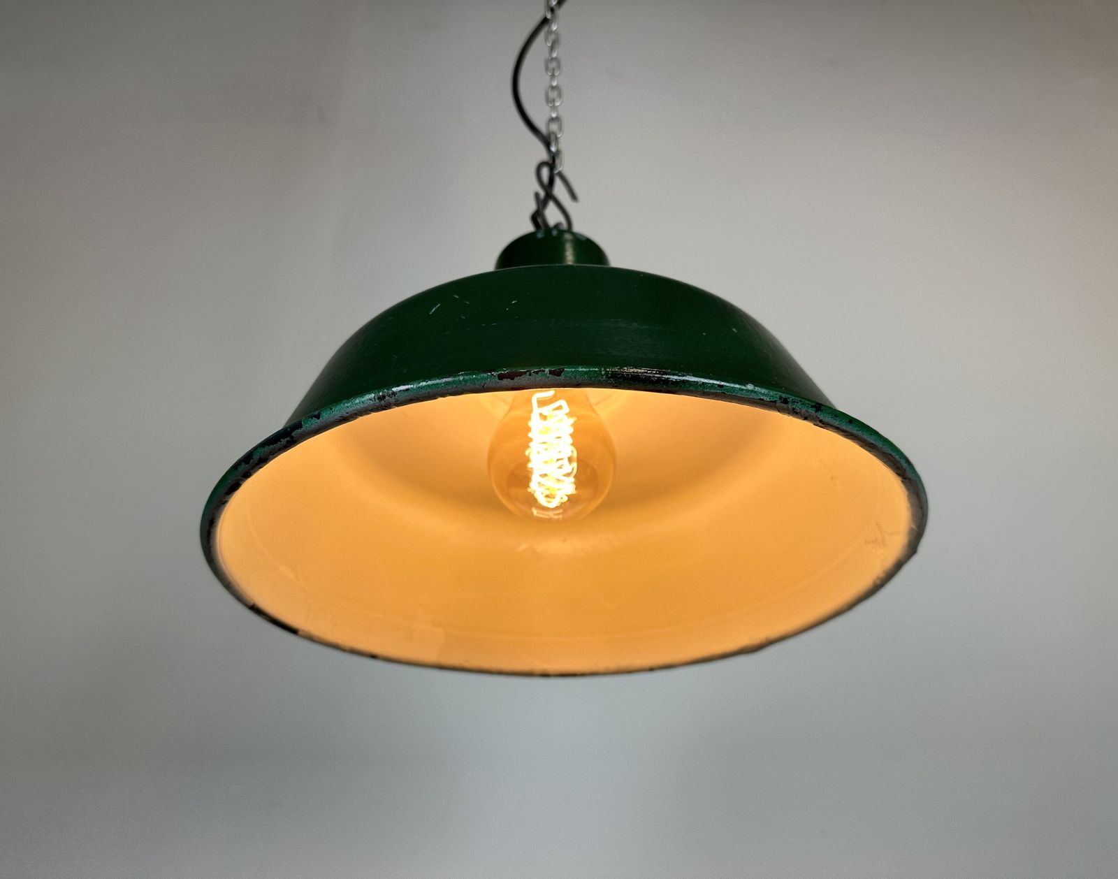 Lighting Green Industrial Factory Pendant Lamp, 1960s photo