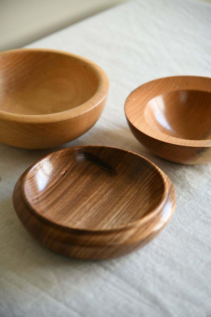 3 Hand Turned Wooden Bowls photo vinterior