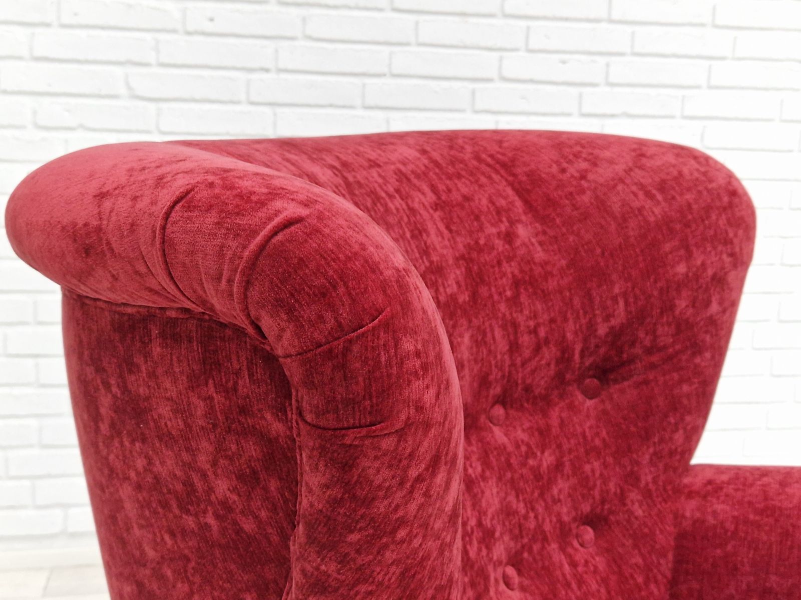 50s, Danish Design, Refurbished Armchair, Vintage Velour photo vinterior