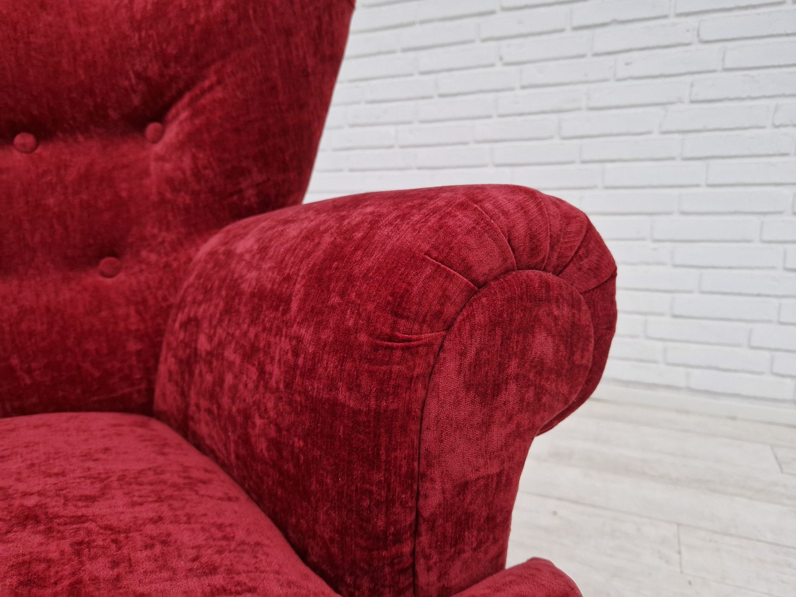 photo buy 50s, Danish Design, Refurbished Armchair, Vintage Velour