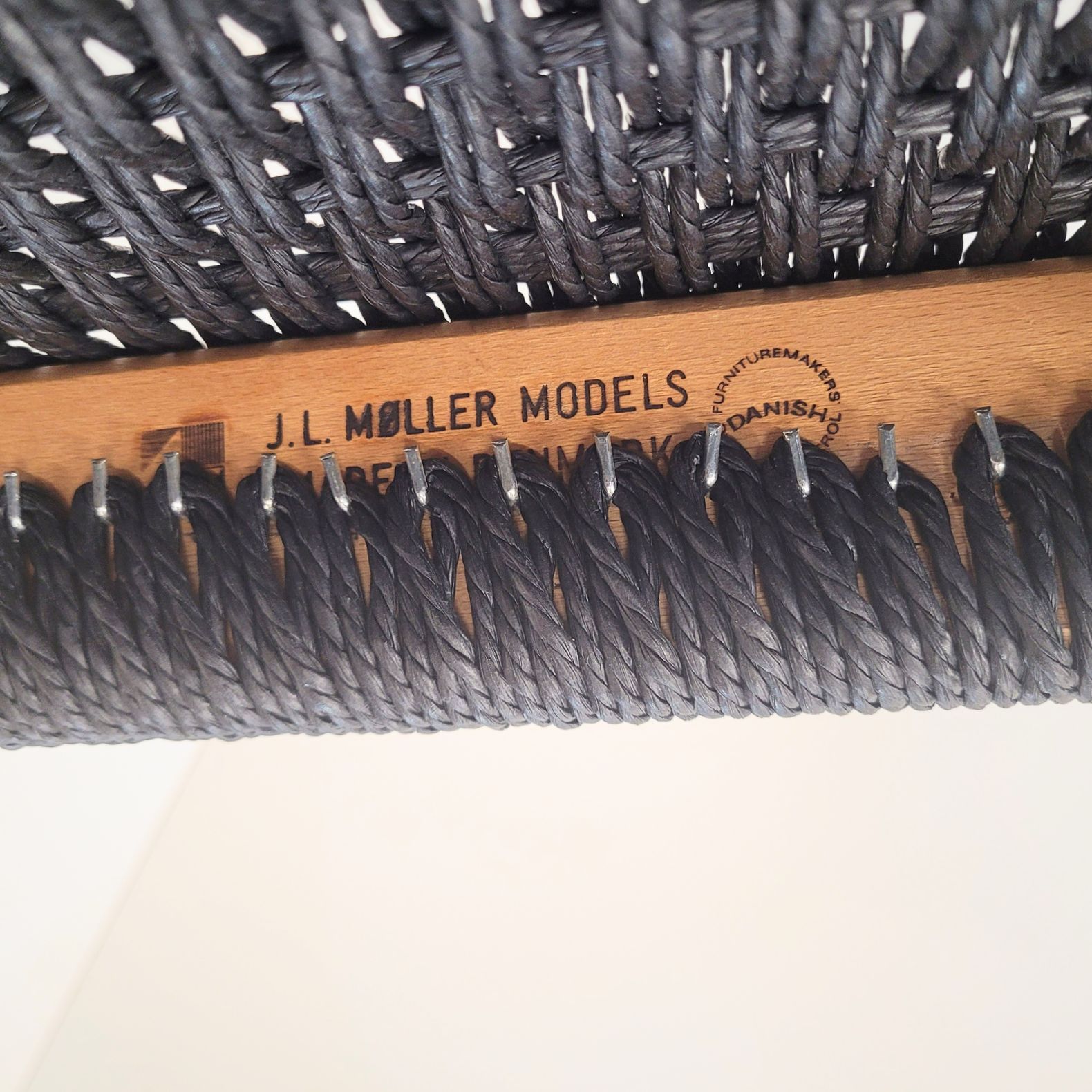 photo furniture Niels Otto Møller #85 Teak Chair Black Paper Cord Seat