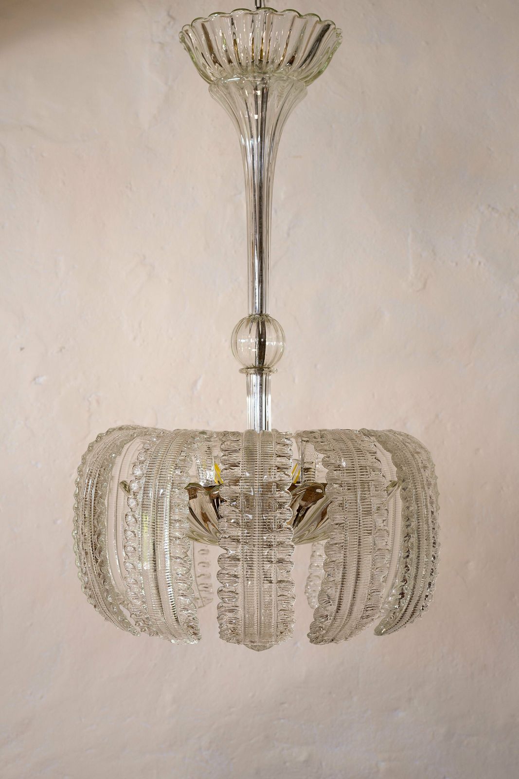 Art Deco Chandelier   Murano Glass   Barovier & Toso   12 Large Leaves