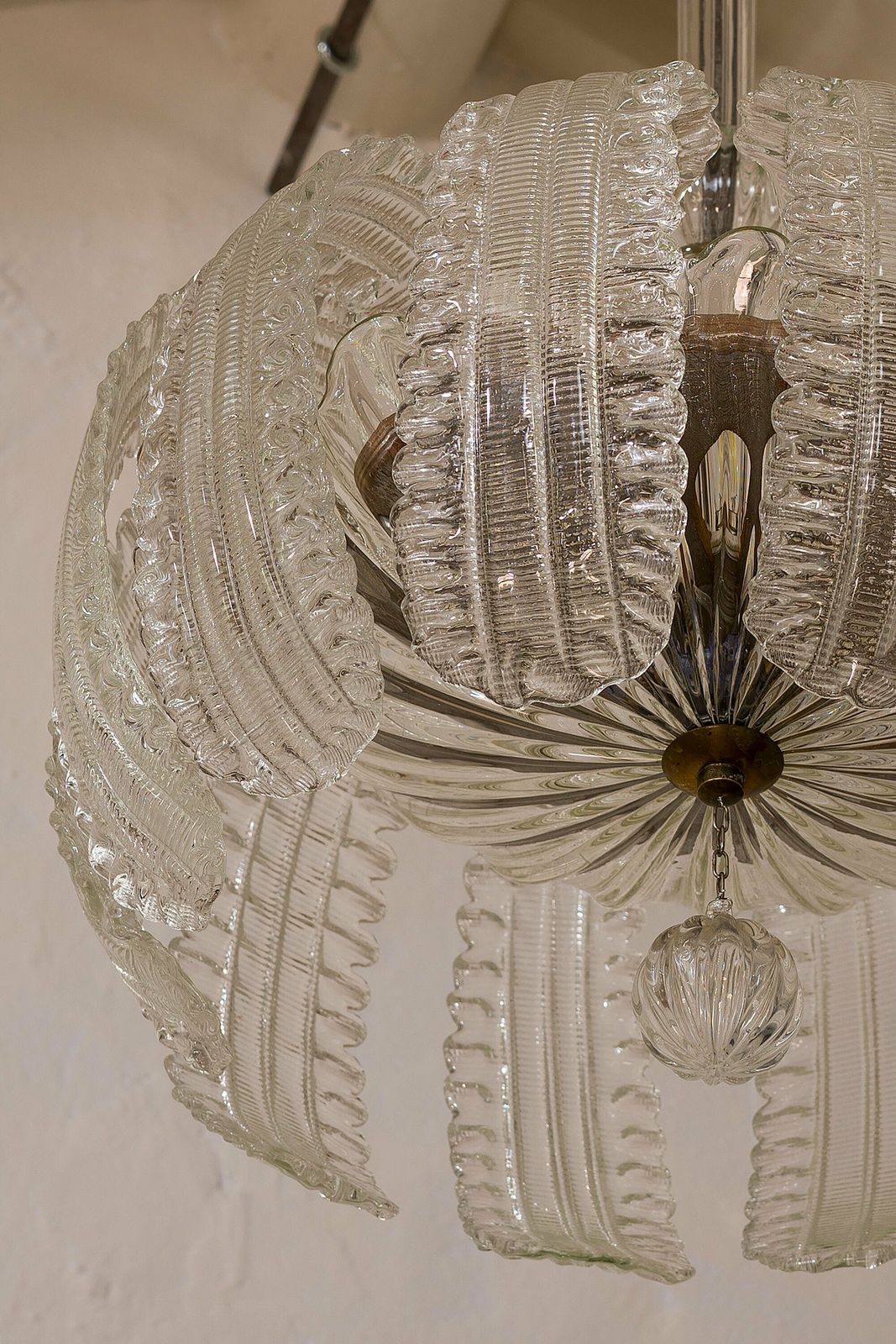 photo for sale Art Deco Chandelier   Murano Glass   Barovier & Toso   12 Large Leaves