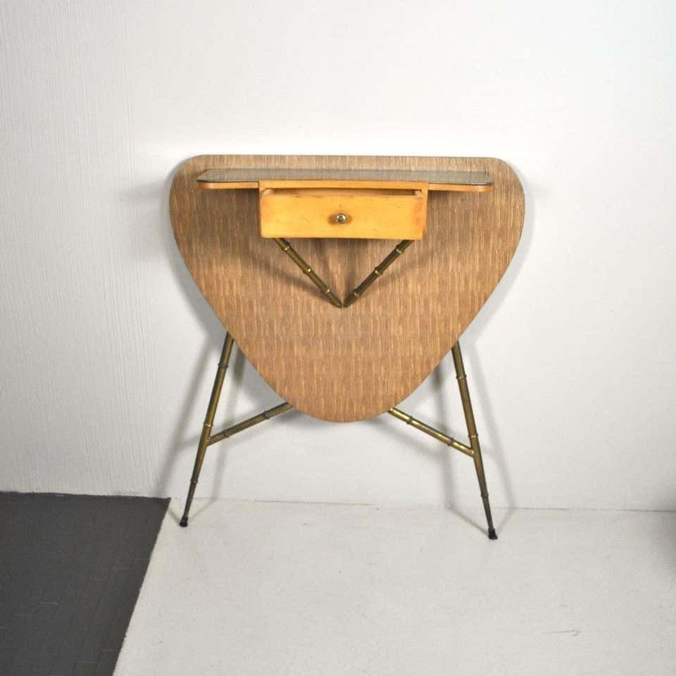 Italian Midcentury 1960s Consolle In Brass And Wood (No Stools) photo vinterior