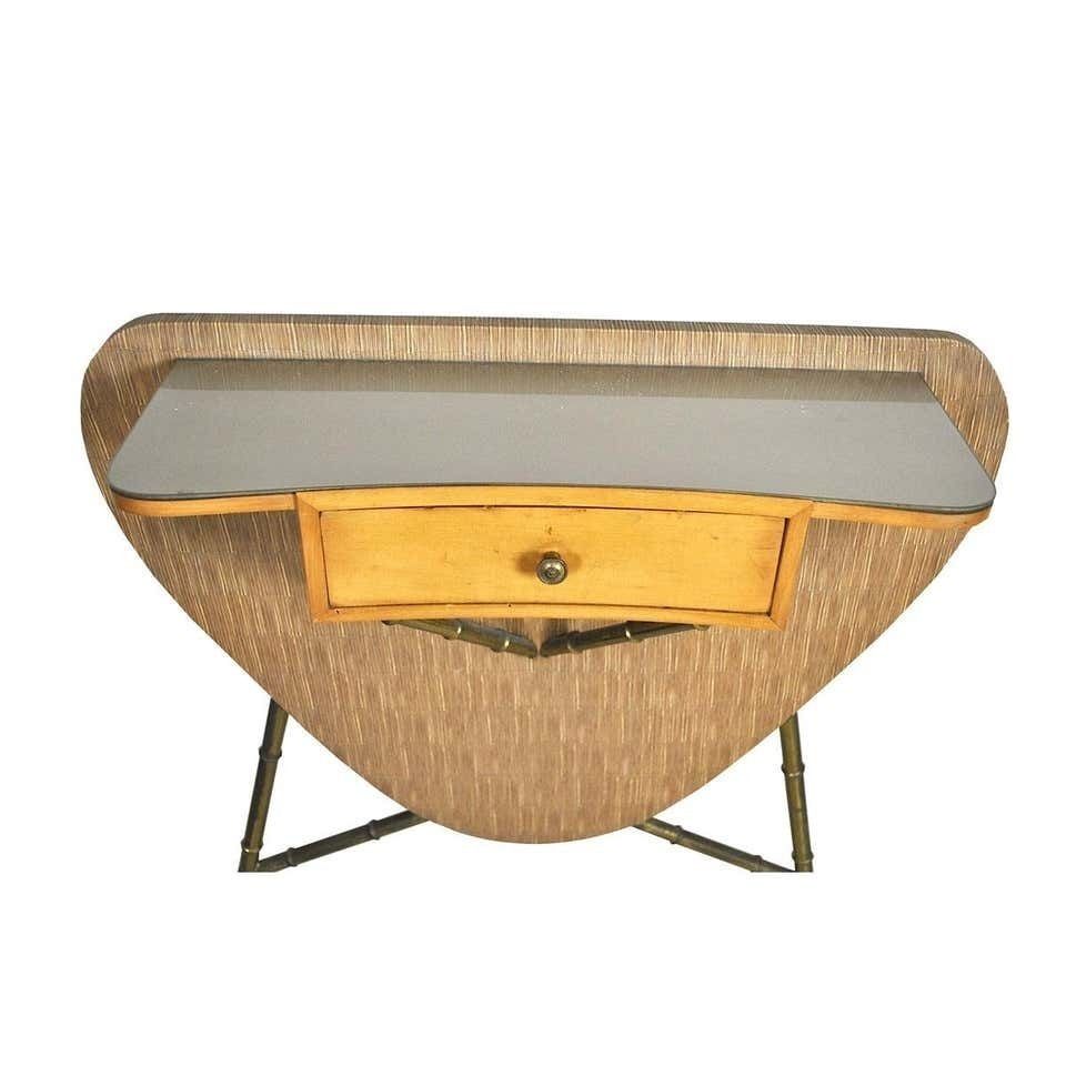 photo furniture Italian Midcentury 1960s Consolle In Brass And Wood (No Stools)