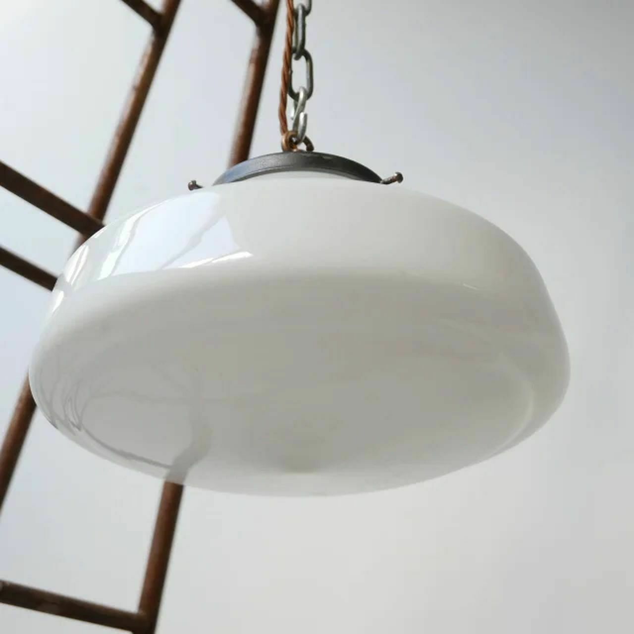 Opaline Pendant Lights, 1950s, Vintage photo for sale