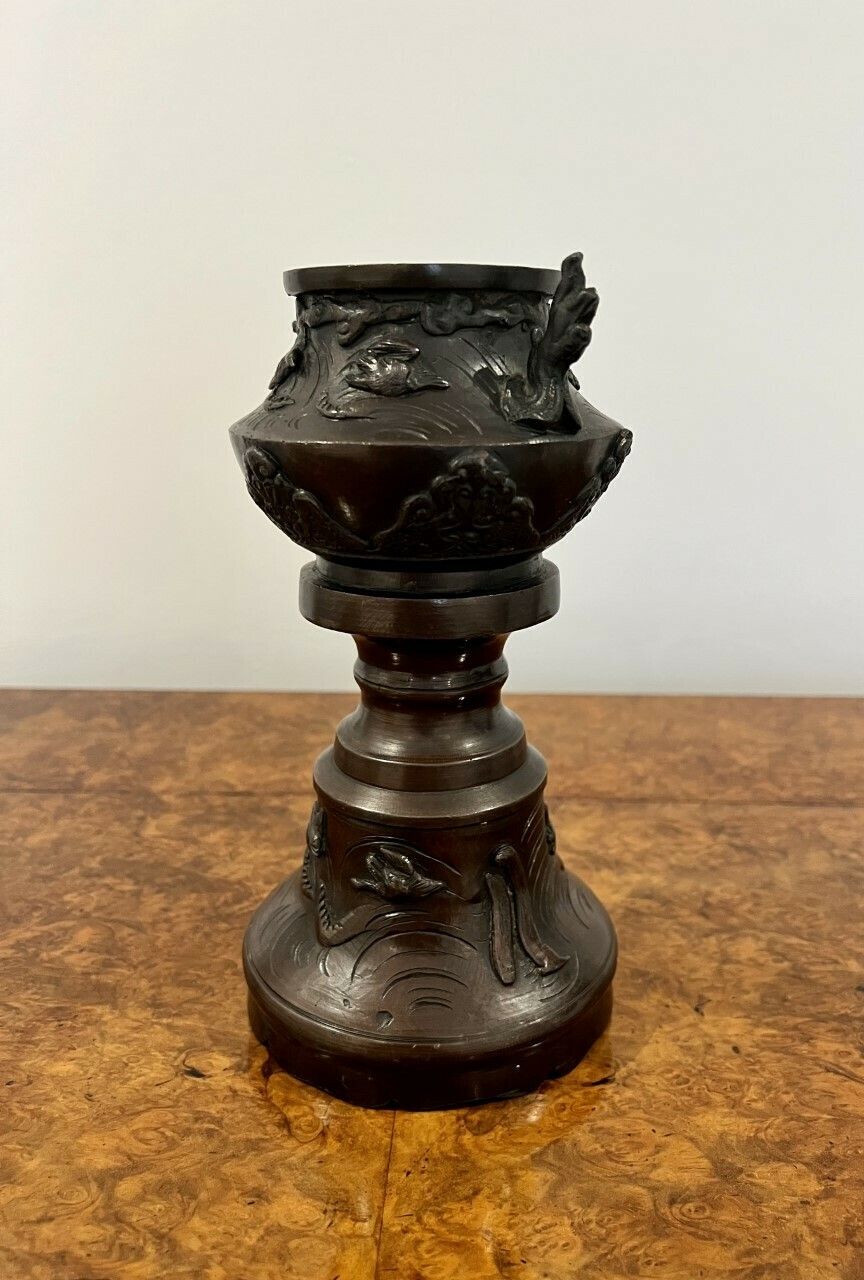 Quality Pair Of Victorian Bronze Japanese Vases photo 535.0