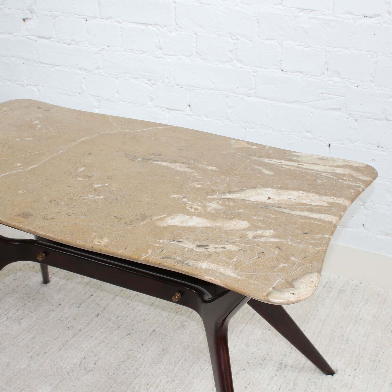 Mid Century Italian Coffee Table With Marble Top (Circa 1950s) photo vintage