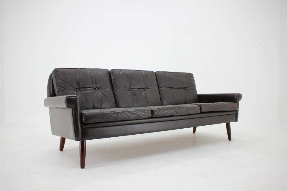 1970s Danish 3 Seater Sofa In Dark Brown Leather photo vinterior