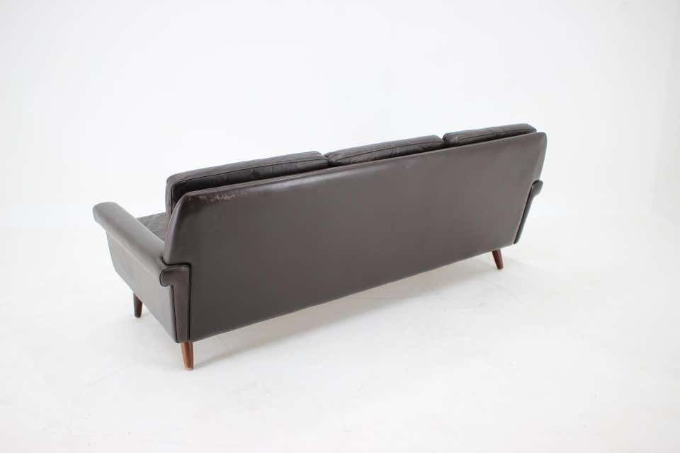 photo for sale 1970s Danish 3 Seater Sofa In Dark Brown Leather