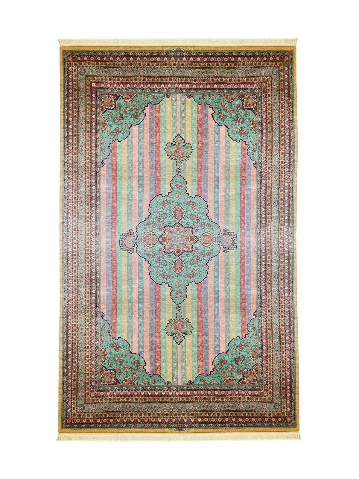photo buy Oversized Carpet Striped Rug, Fine Exclusive Handmade Wool Silk Kurdish Rug